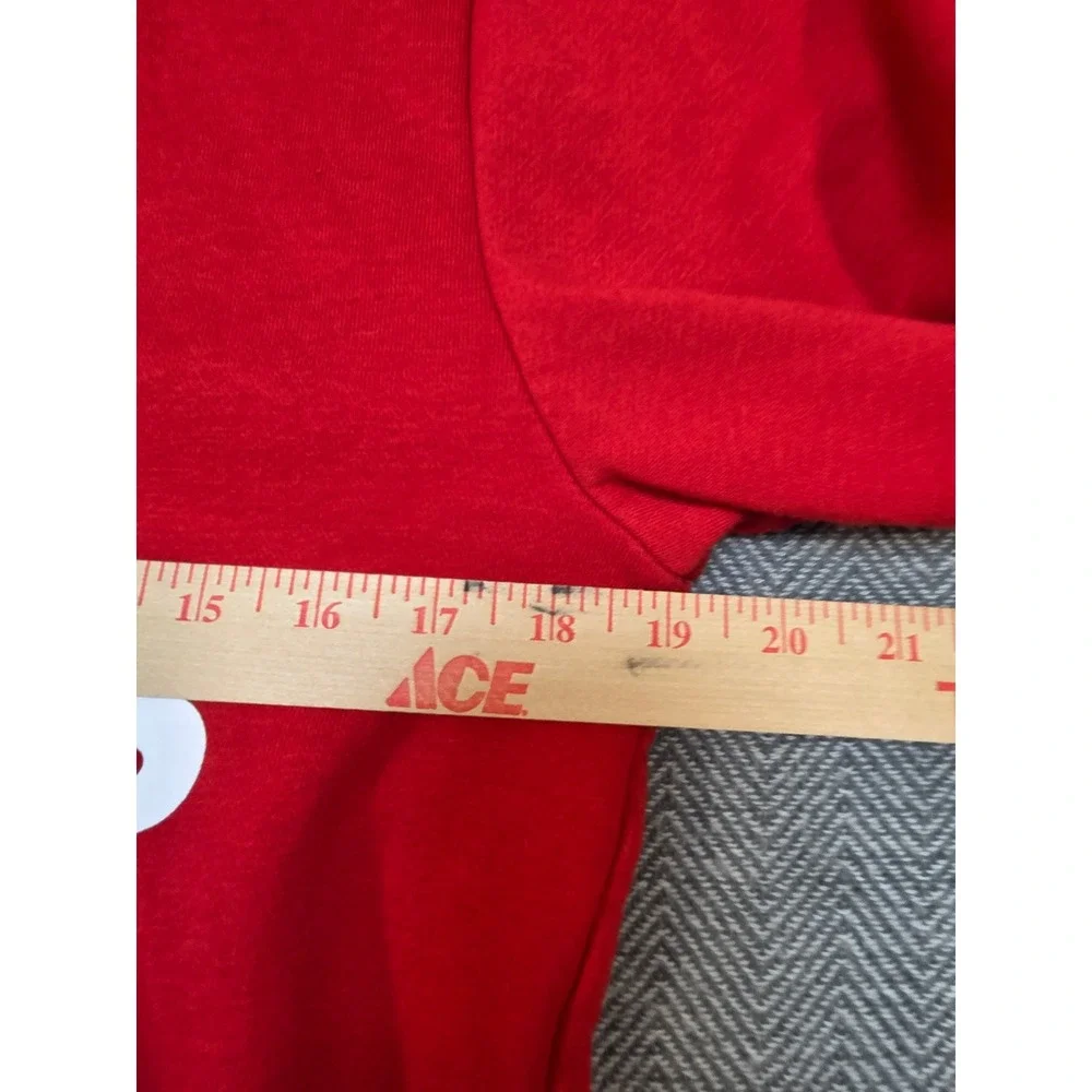 Adidas Mens Hoodie Red White Graphic Logo Fleece Pullover Sweatshirt Small